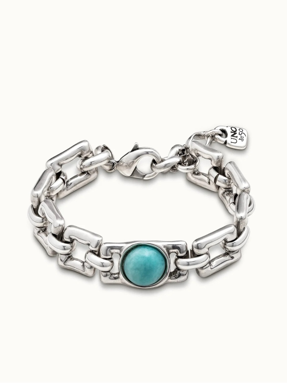 UNOde50 “Linda” Silver Turquoise Link Bracelet